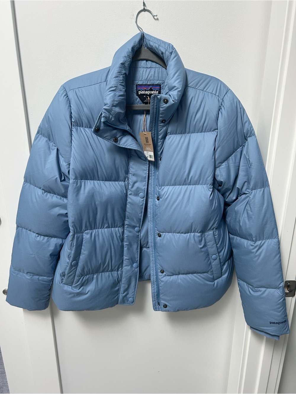 Patagonia Pale Blue women’s silent down Insulated Jacket size large